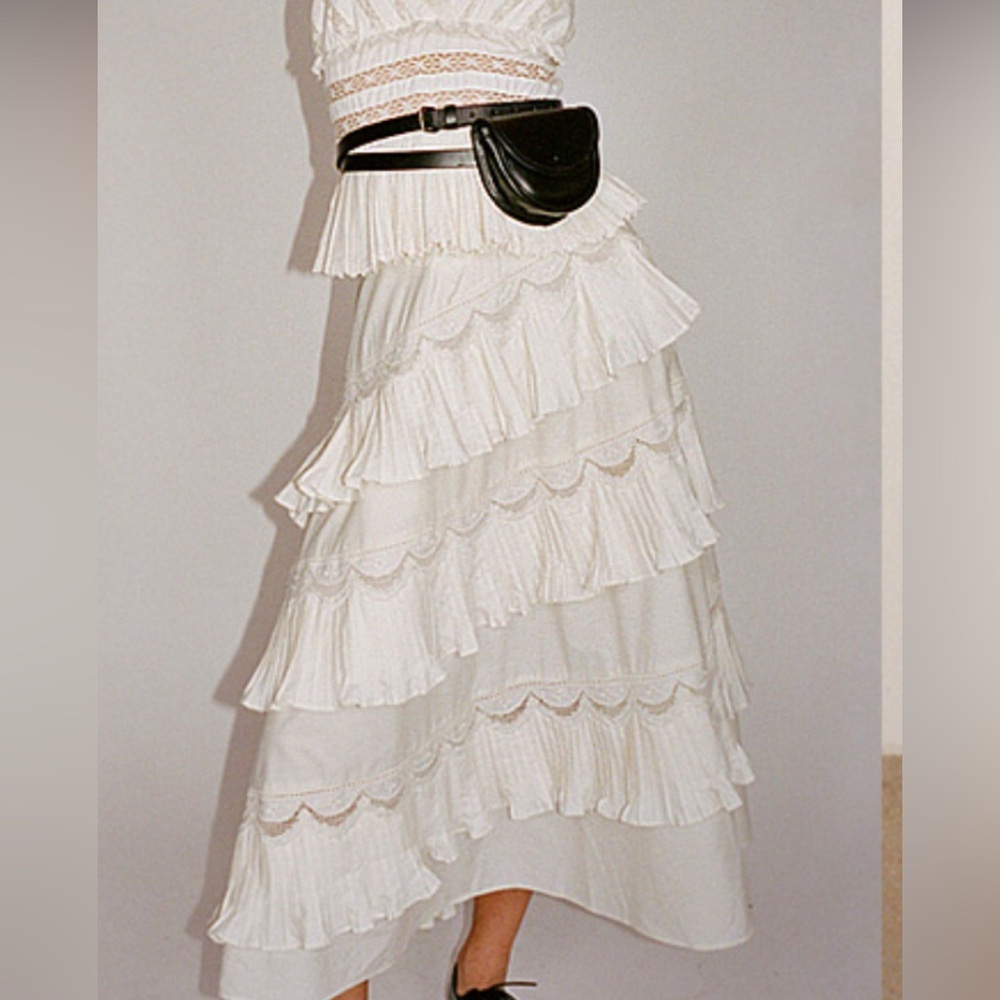 Sea New York Tiered Ruffle Midi Skirt